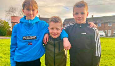 Jake, Lucas and Preston outside their homes in Brompton.